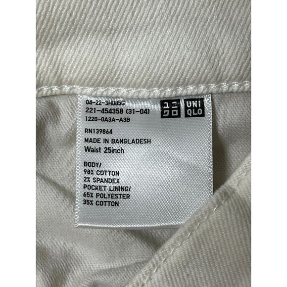 Uniqlo Women's White Mid Rise Straight Tapered Ankle Denim Jeans Pants Size 25 - Picture 4 of 5